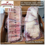 Beef rib shortrib US USDA choice Angus CHUCK SHORT RIB 5ribs frozen Nebraska 2 SLAB original bag +/- 3.5 kg 20x8" 50x20cm (price/kg)
